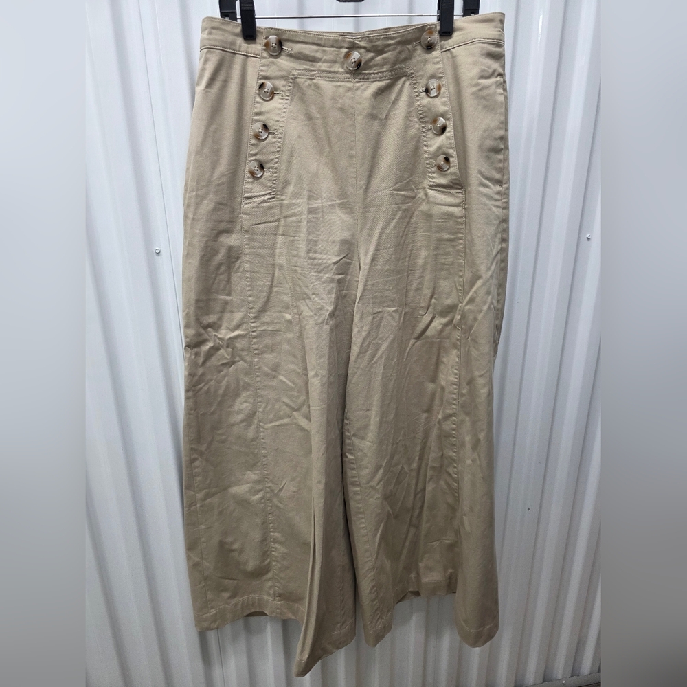 GAP Neutral Beige Button-Front Pants - image 1